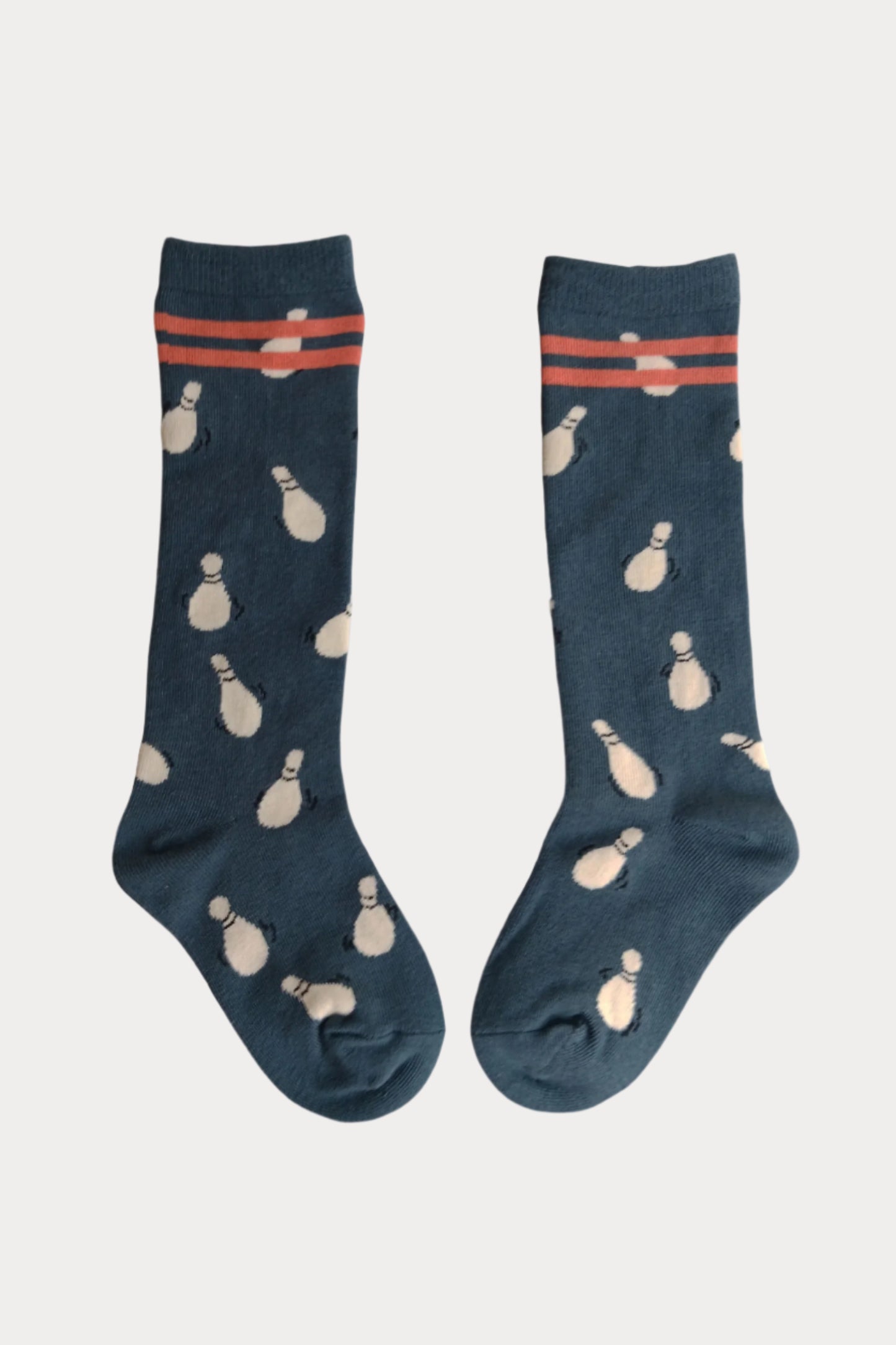 Girl/Boy Unisex Preppy Team Knee Socks Bowling Pins Blue