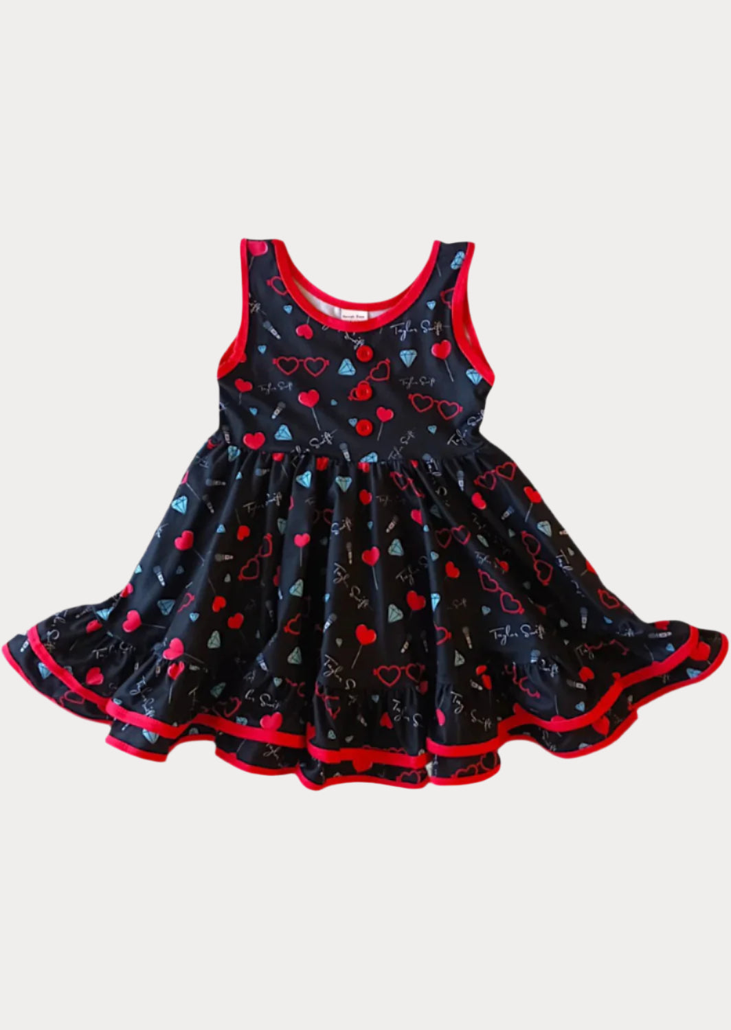 Black Lollipop Hearts Twirl Dress