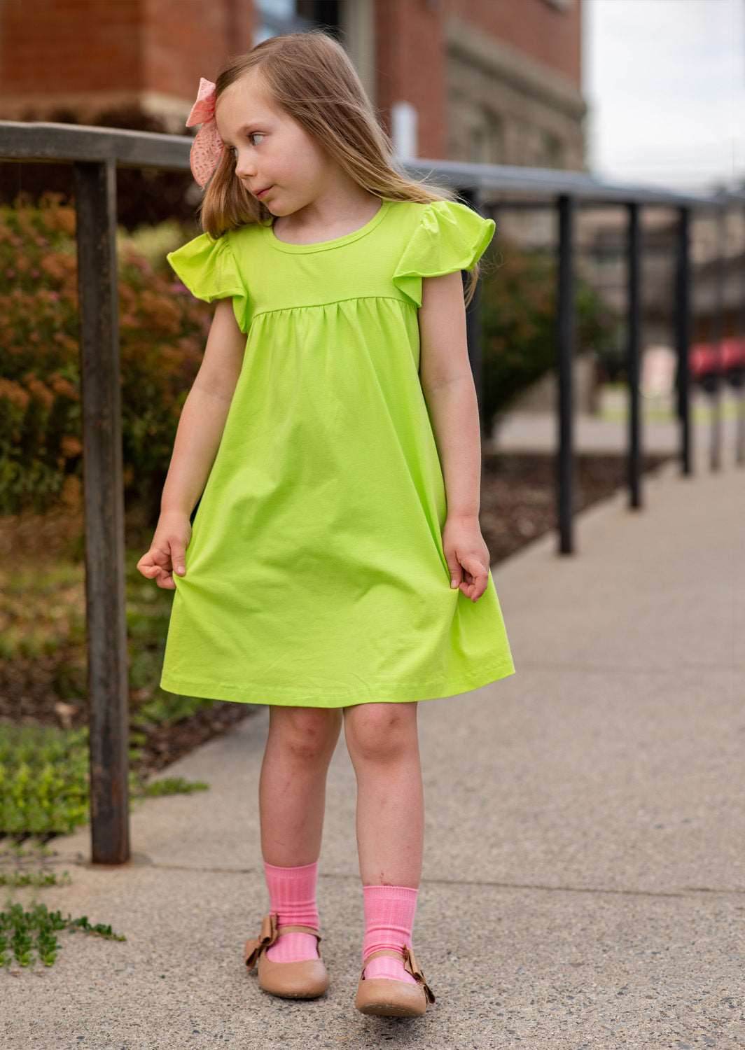Toddler Girl Dress in Apple Green