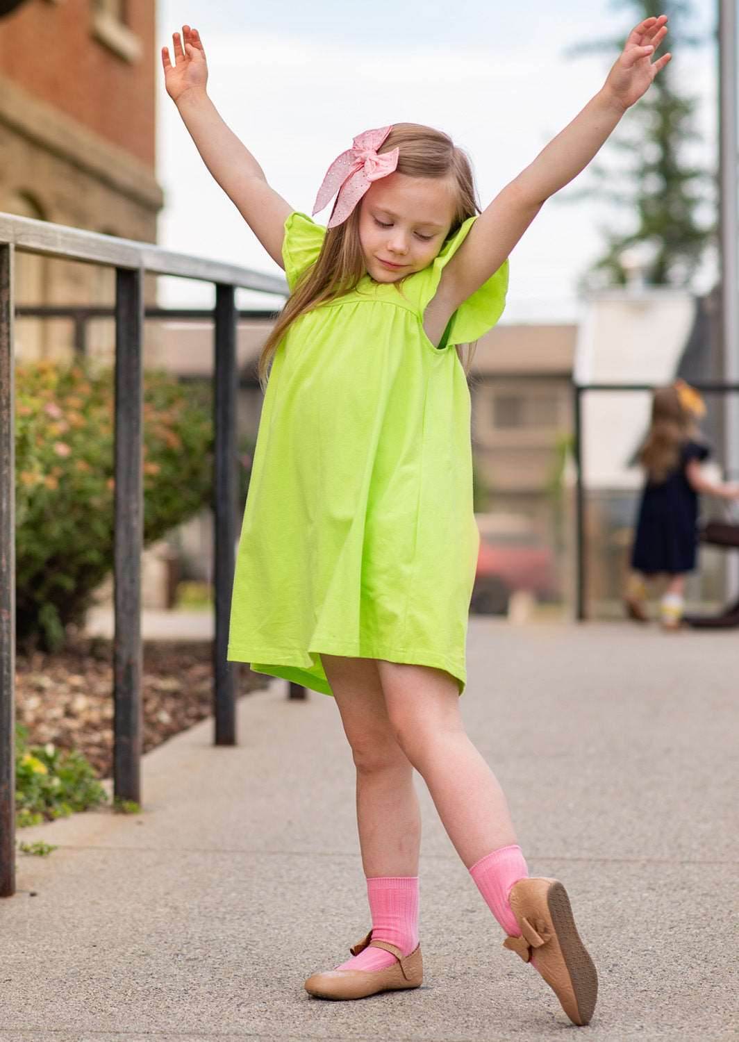 Toddler Girl Dress in Apple Green