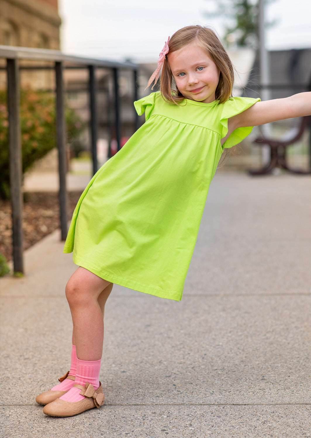Toddler Girl Dress in Apple Green