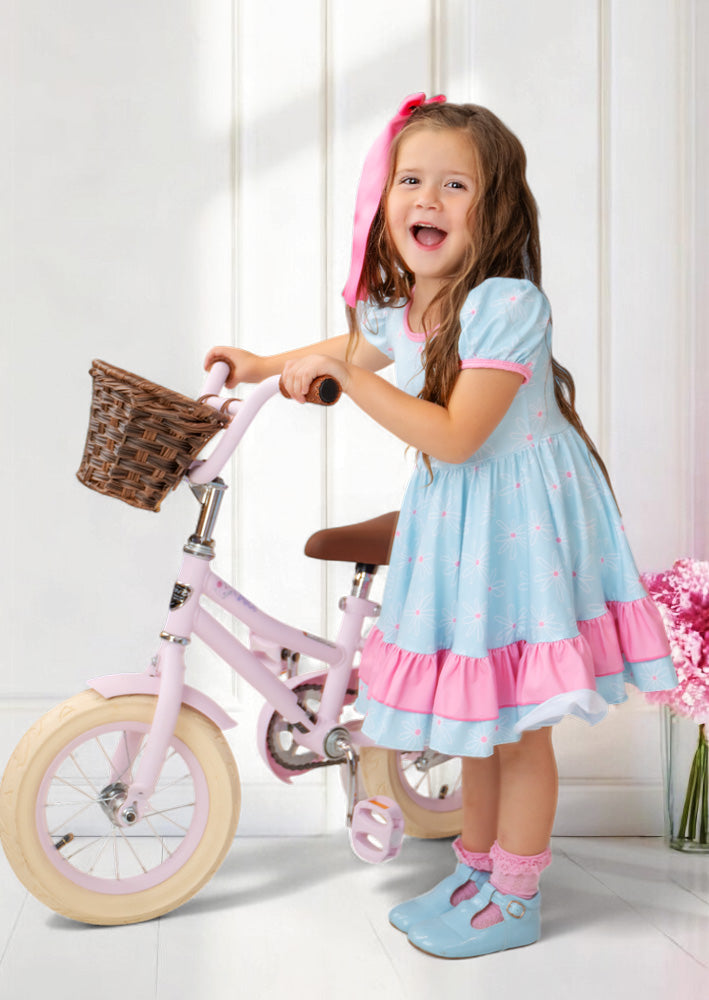 Daisy Charm Baby Toddler Girls Blue Twirl Dress