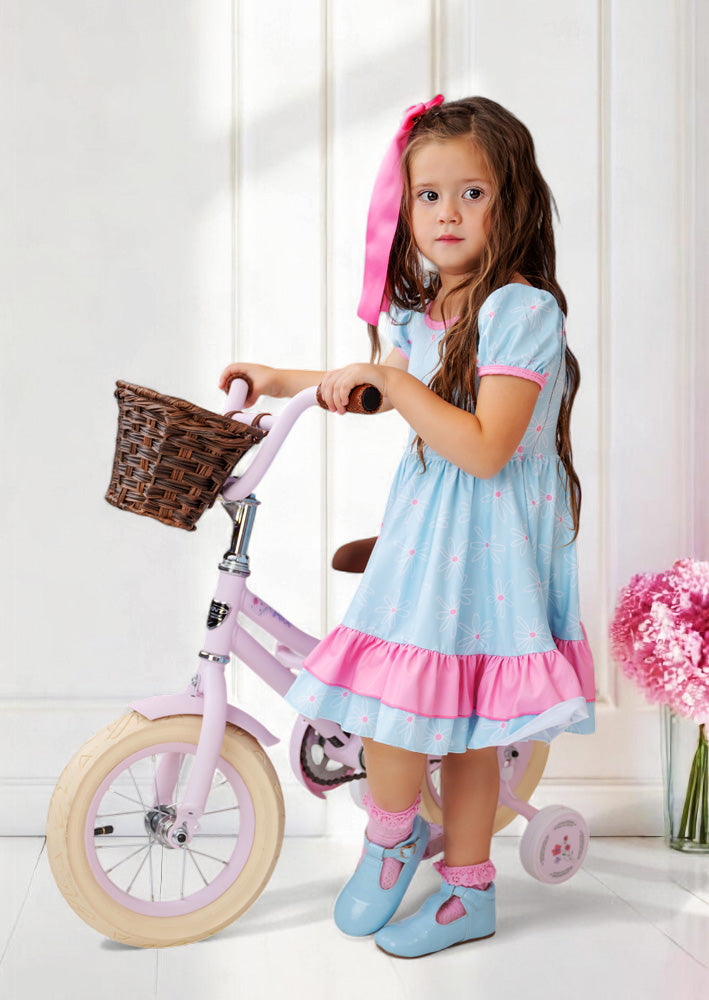 Daisy Charm Baby Toddler Girls Blue Twirl Dress