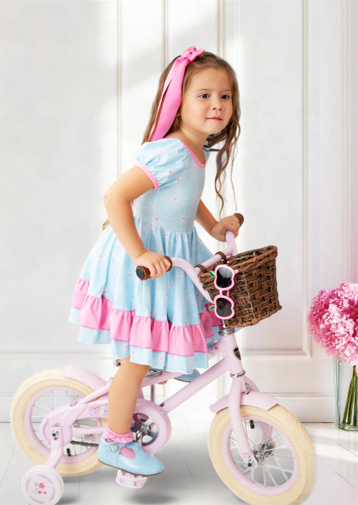 Daisy Charm Baby Toddler Girls Blue Twirl Dress