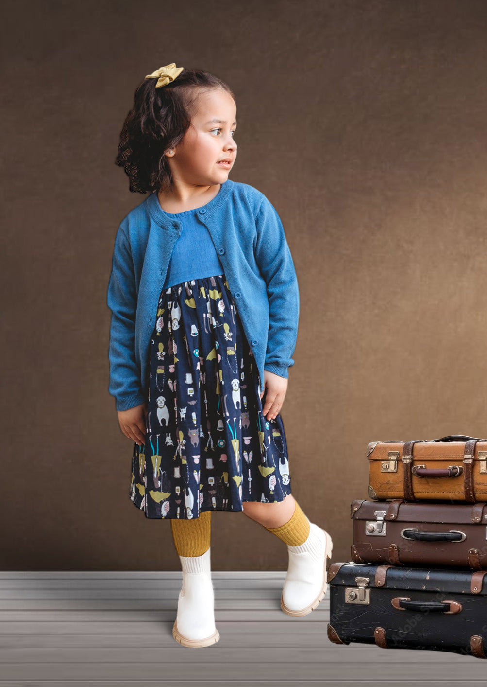 girls cardigan and matching school uniform