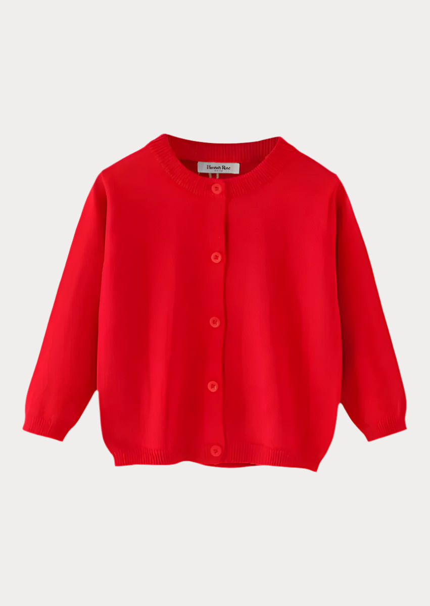 Kids Girls Red Button Down School Sweater