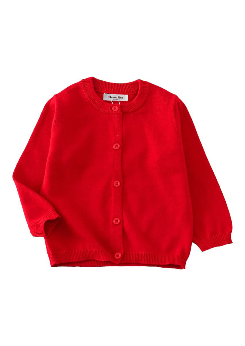 Kids Girls Red Button Down School Sweater