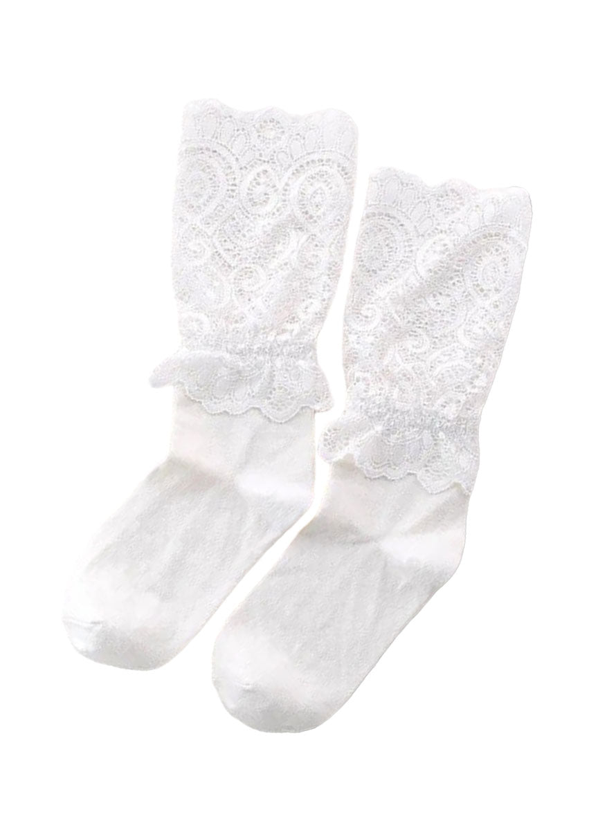 girls White Lace Special Occasion Socks