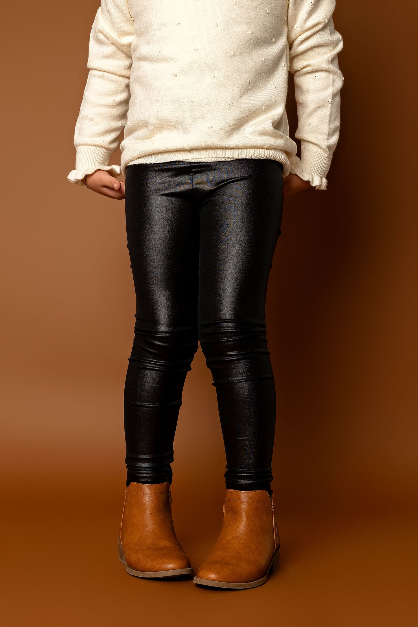 girls and toddlers Faux Leather Black Leggings
