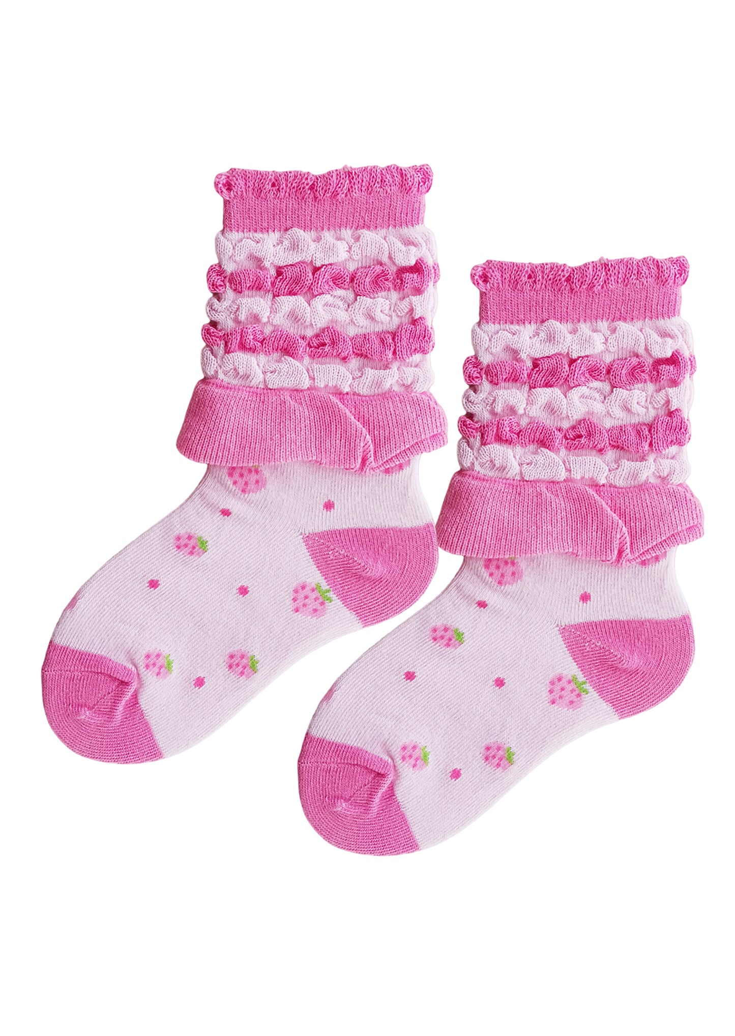 Candy Ruffle Pink on Pink Strawberry Girls Ankle Socks 4-6 Year Pink Strawberry
