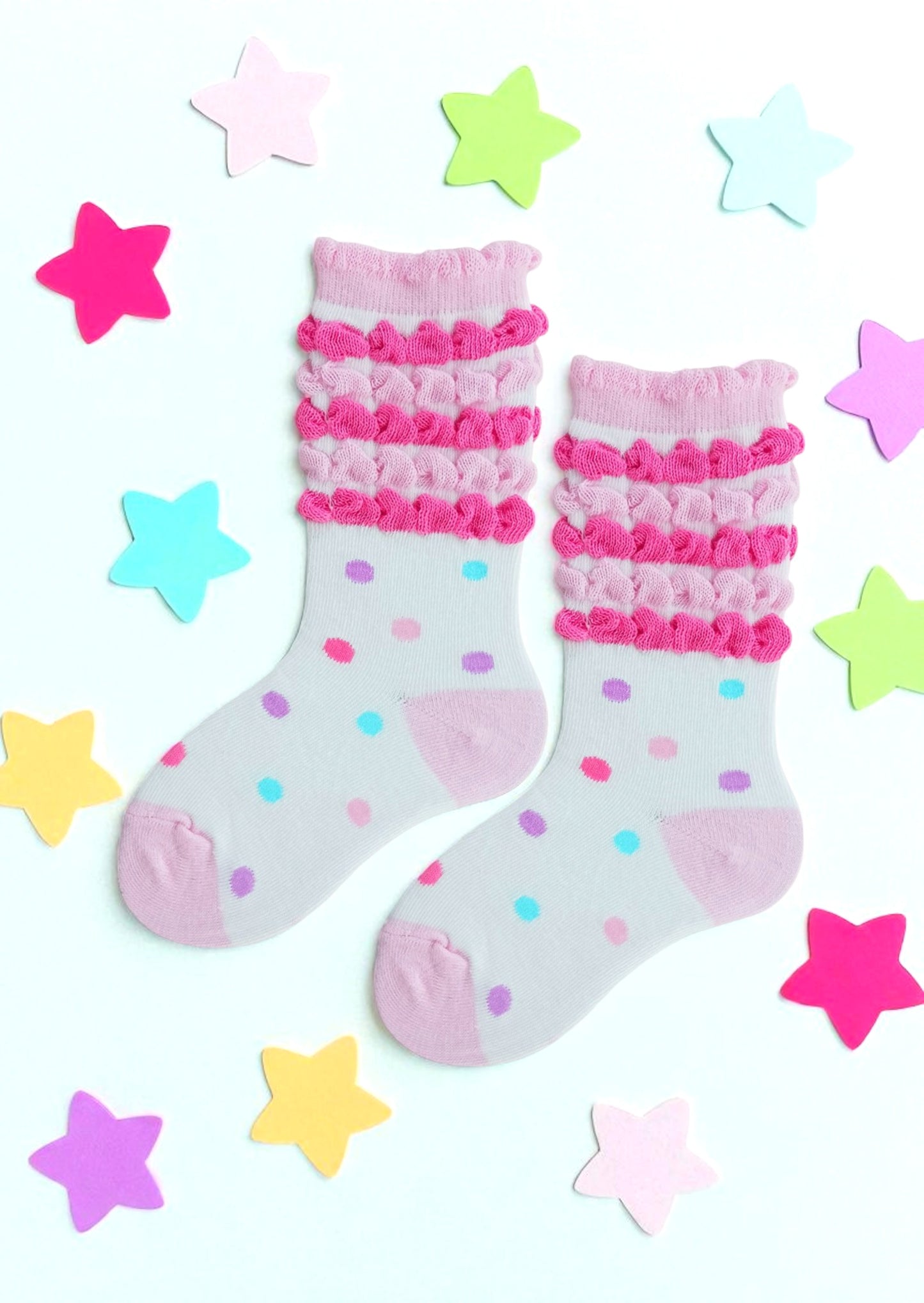 Toddler Girls Candy Dots Poufy Ankle Socks In Pink