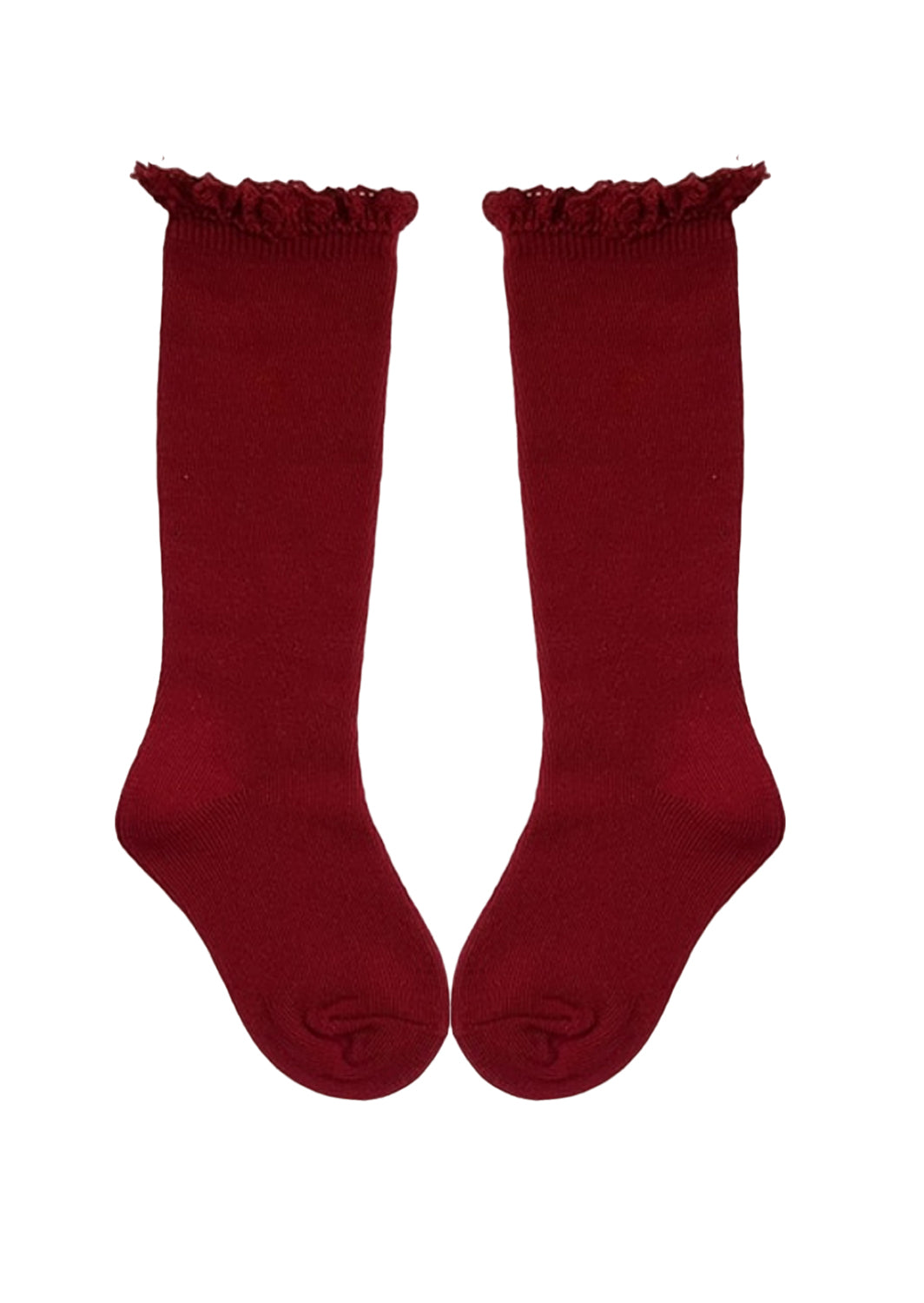Lace Top girls Knee Socks deep red (Sizes 0-5Yrs)