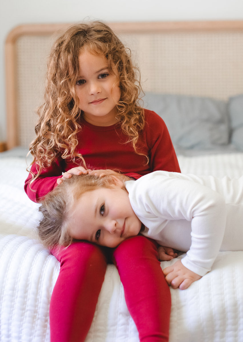 Toddler Girls Pima Cotton Pajamas Red (12m to 12 Years)