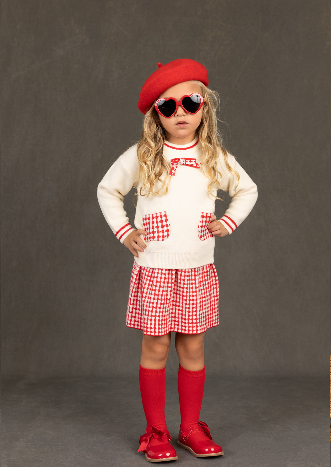 Layla Sweater Set | Red Check