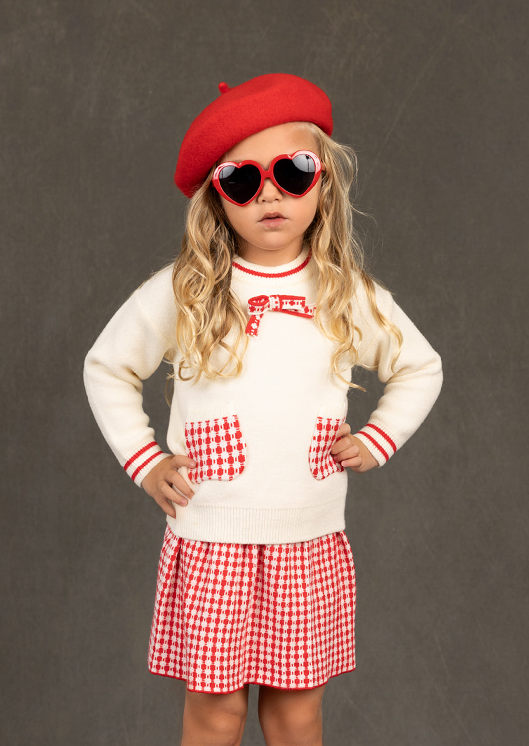 Layla Sweater Set | Red Check
