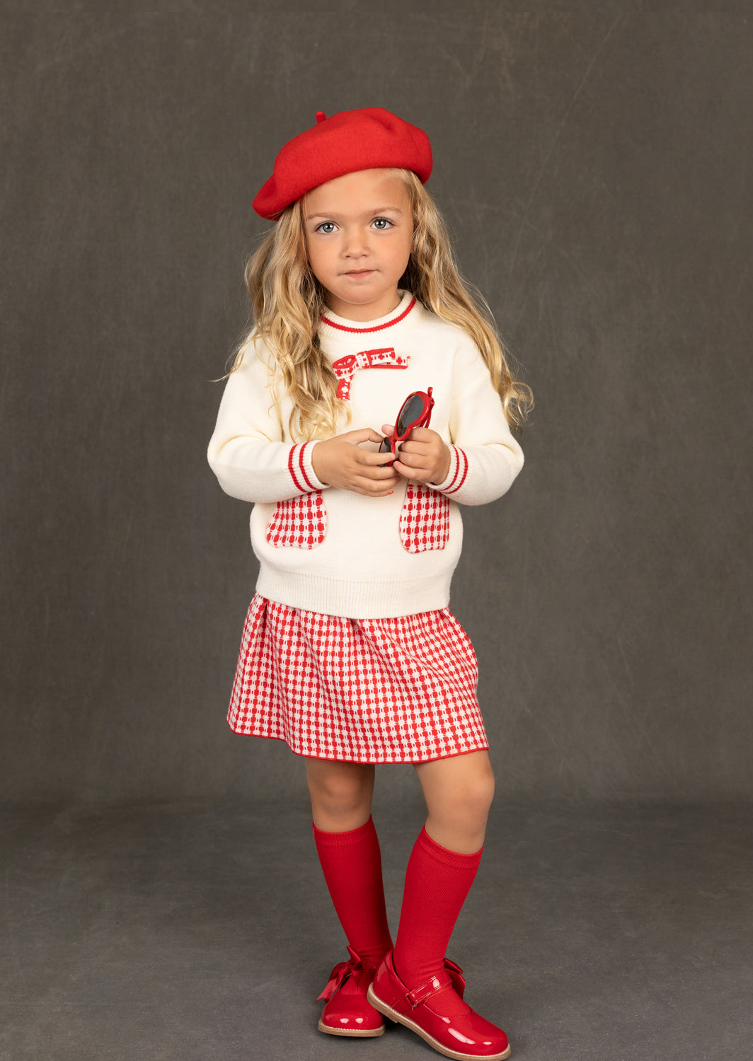 Layla Sweater Set | Red Check