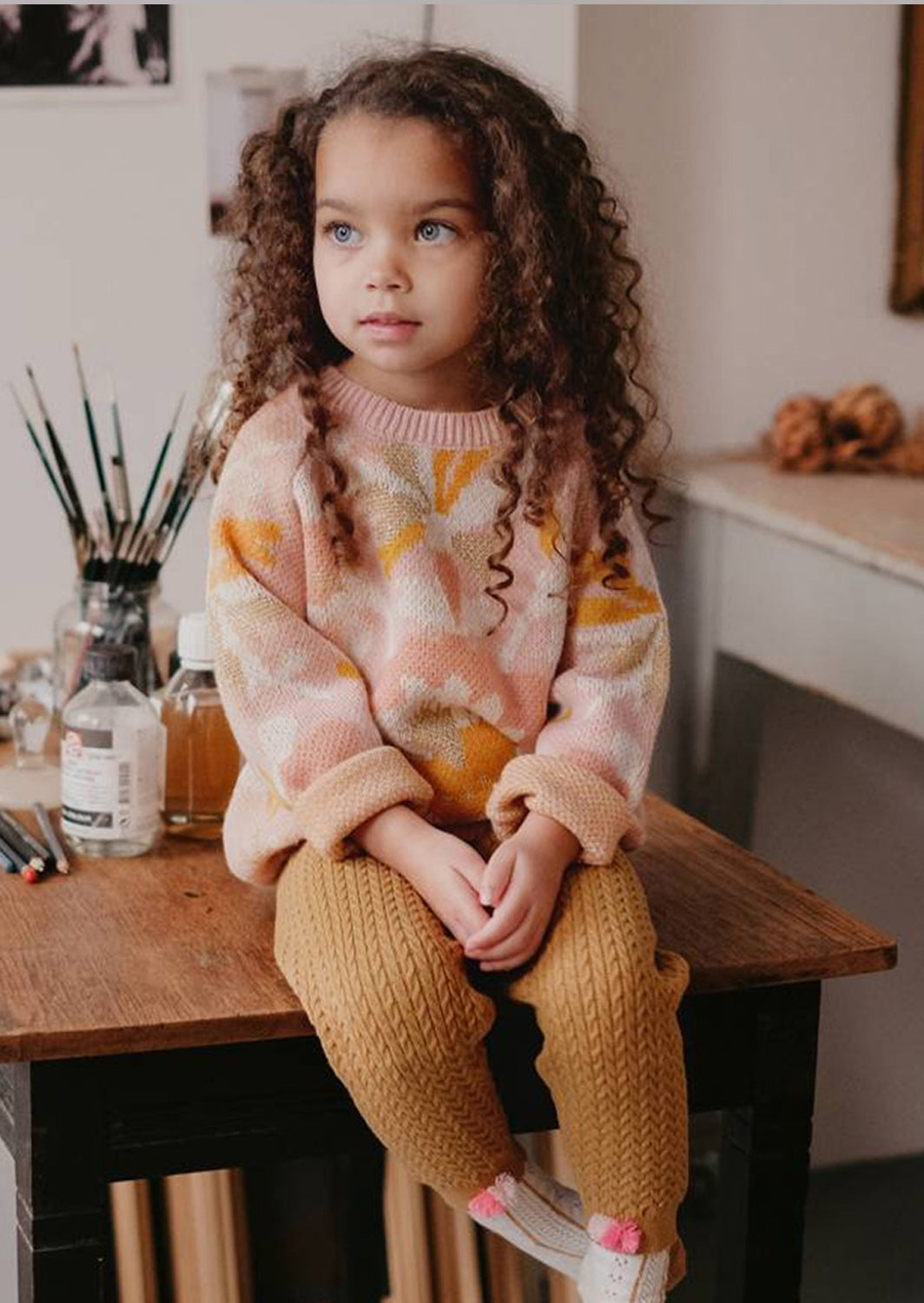 Metallic Abstract Sweater | Pink Gold