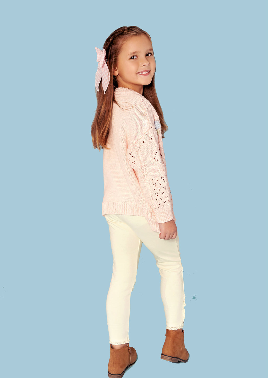 Toddler Girls Pink Handknit Sweater