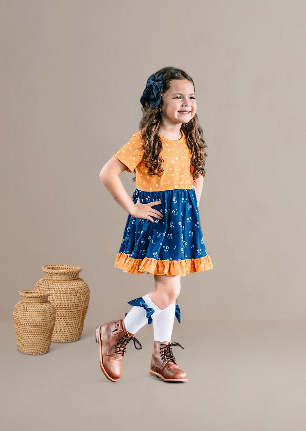 Pippen Twirl Dress | Blue Gold
