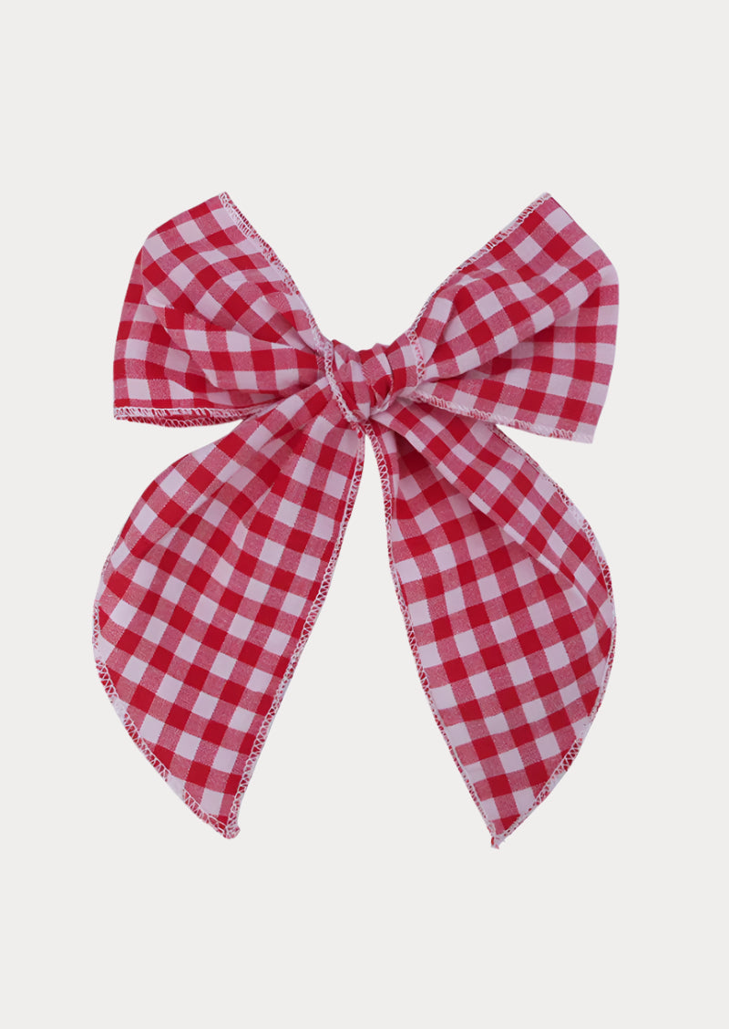 Red Check Fable Bow