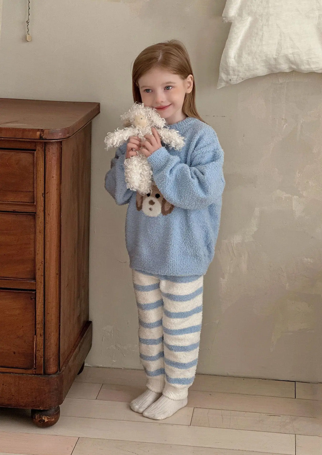Fuzzy Birthday Puppy Lounge Set | Blue