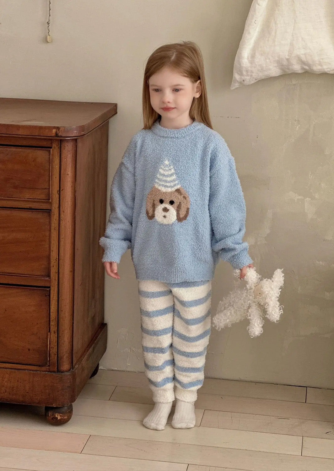 Fuzzy Birthday Puppy Lounge Set | Blue
