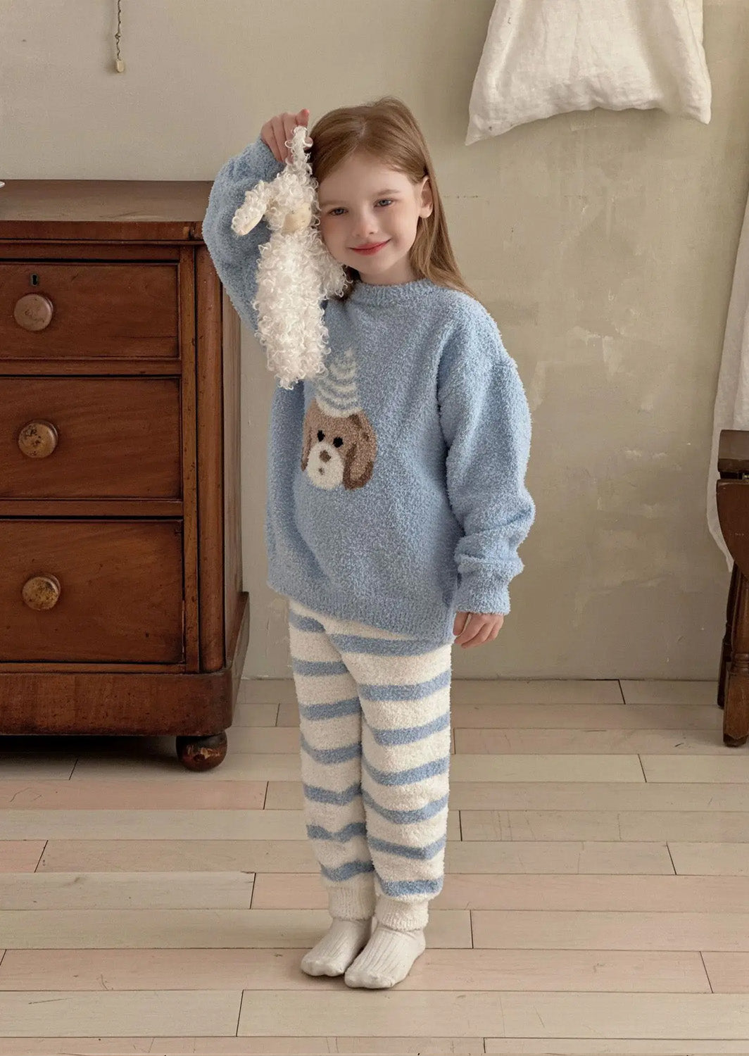 Fuzzy Birthday Puppy Lounge Set | Blue
