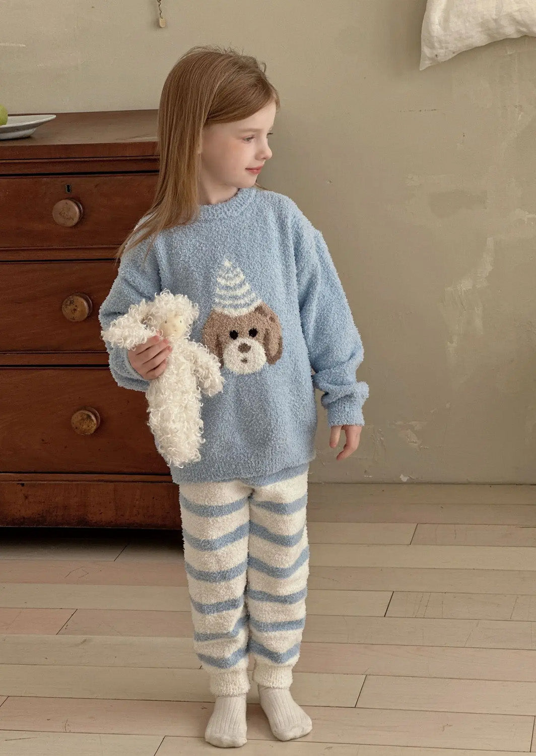Fuzzy Birthday Puppy Lounge Set | Blue