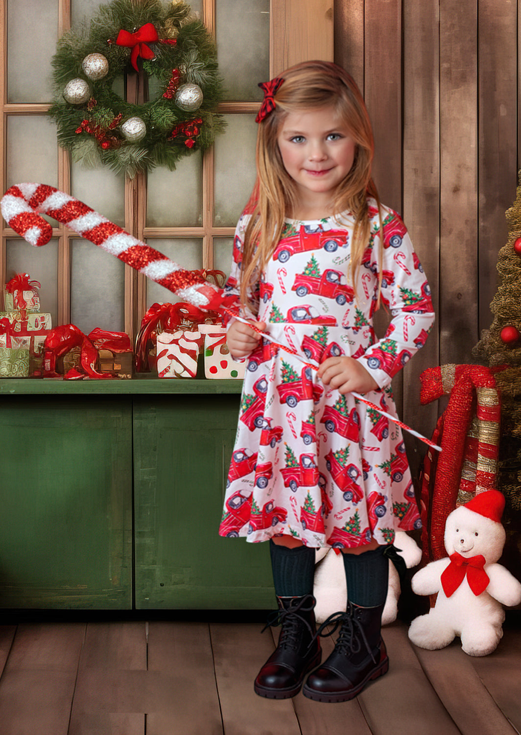 Christmas Trucks Twirl Dress