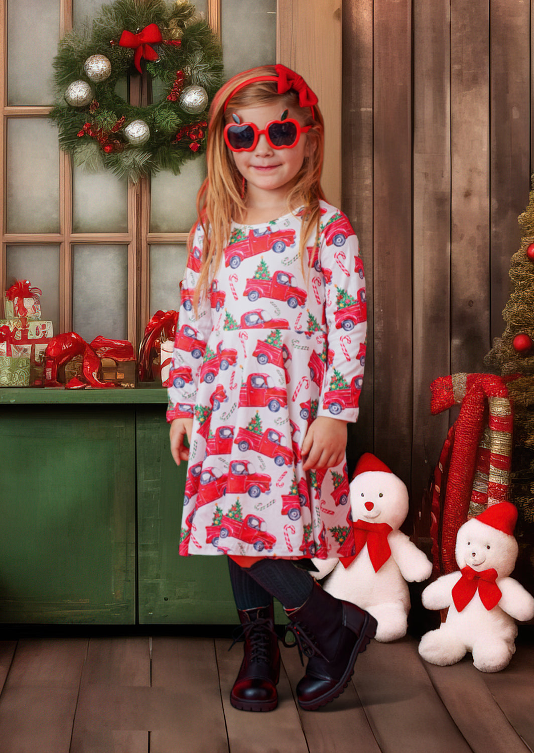 Christmas Trucks Twirl Dress