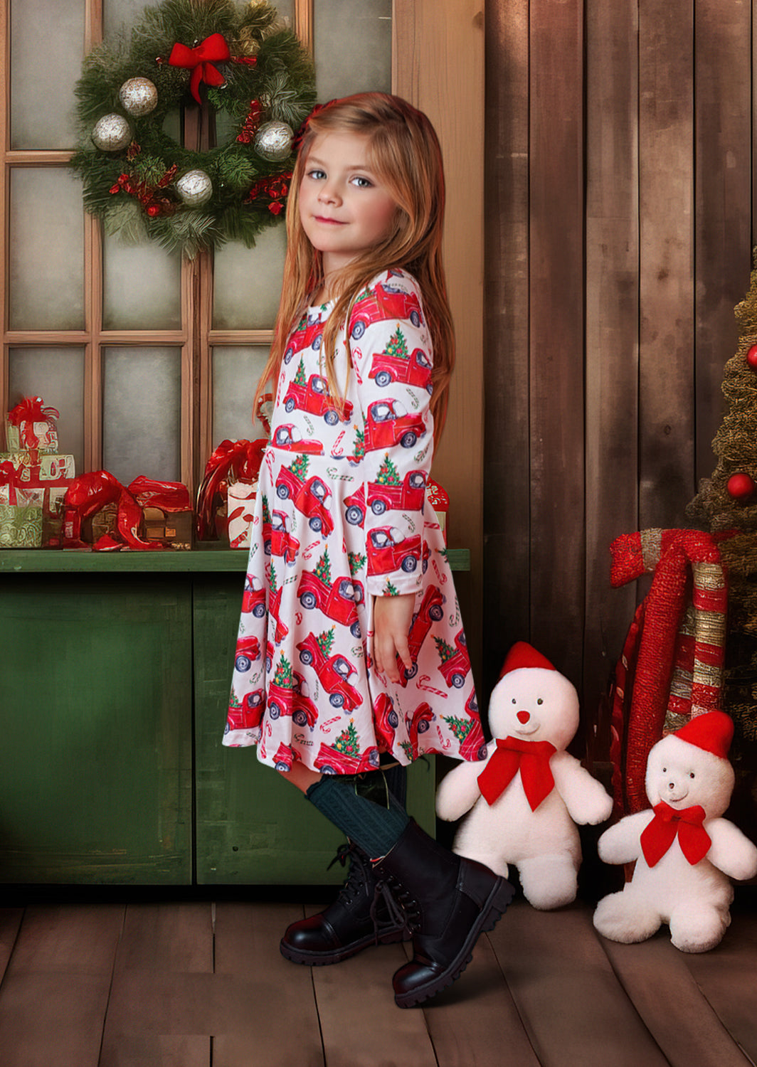 Christmas Trucks Twirl Dress