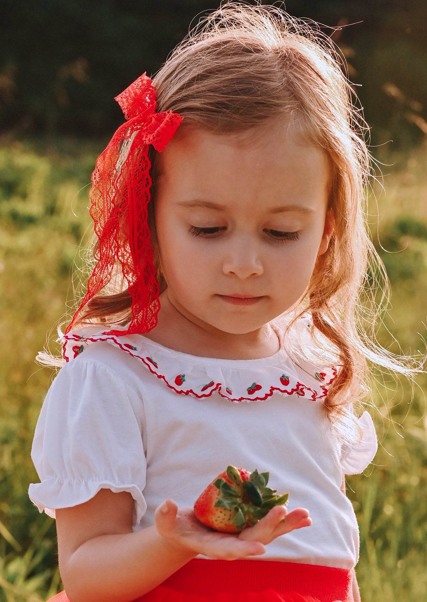 toddler girl Embroidered Strawberries Top