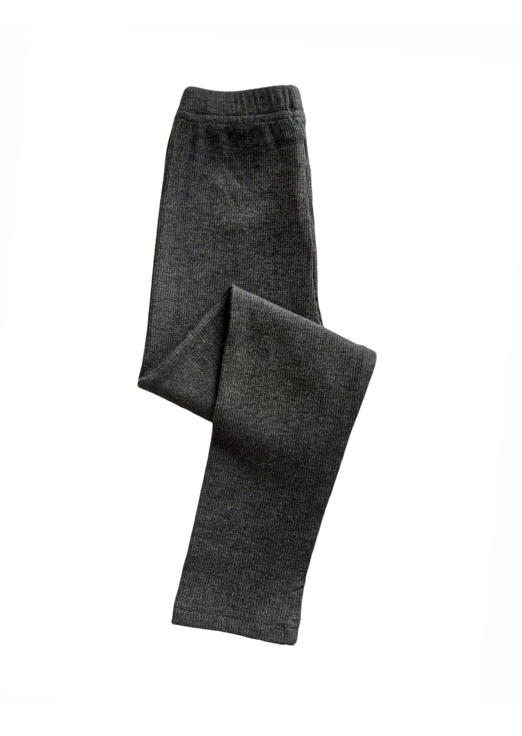 Fine Rib Deep Gray Girls School Leggings (Sizes 3T-11)