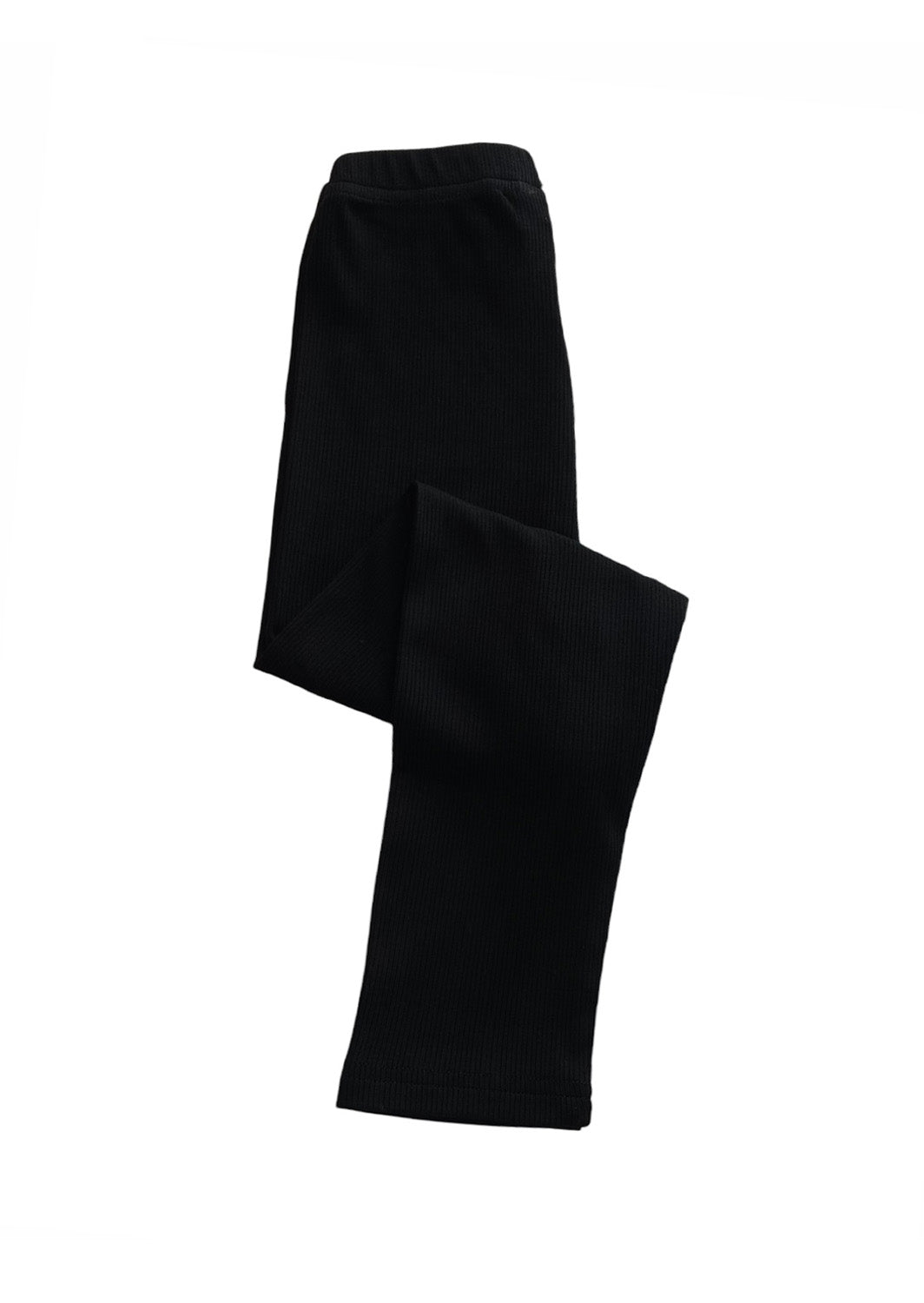Fine Rib Black Girls School Leggings (Sizes 3T-11)