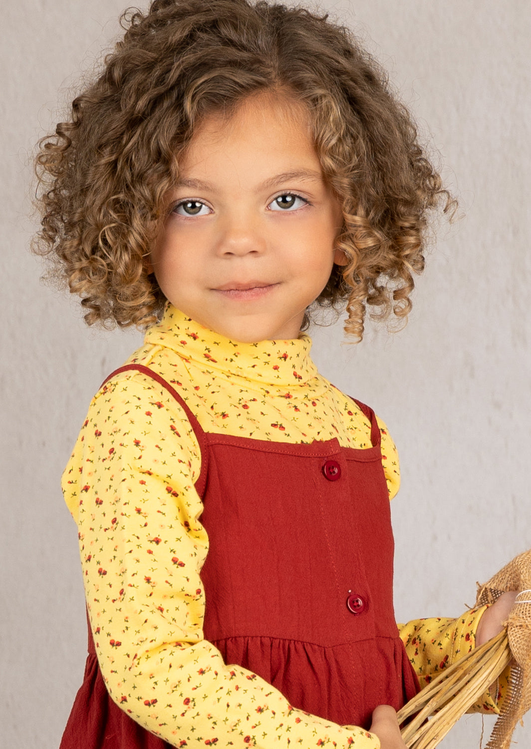 Rowen Dress Set | Burgundy Yellow Print