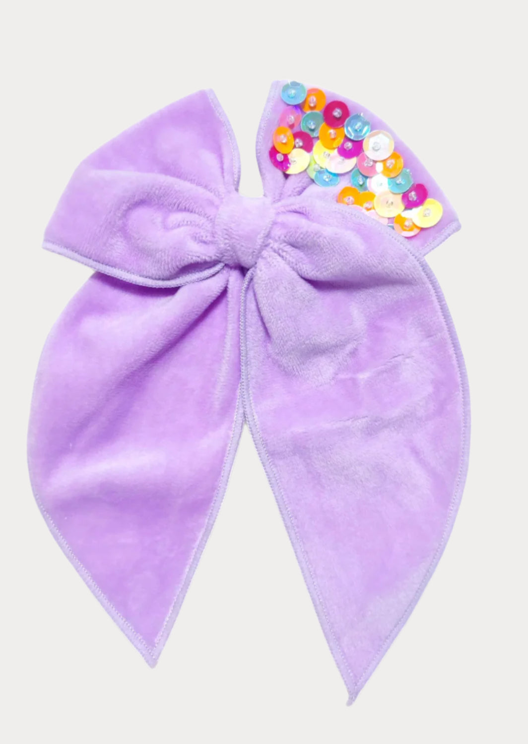 Kids Girls Toddlers Large Lavender Velvet Hair Bow with Sequins