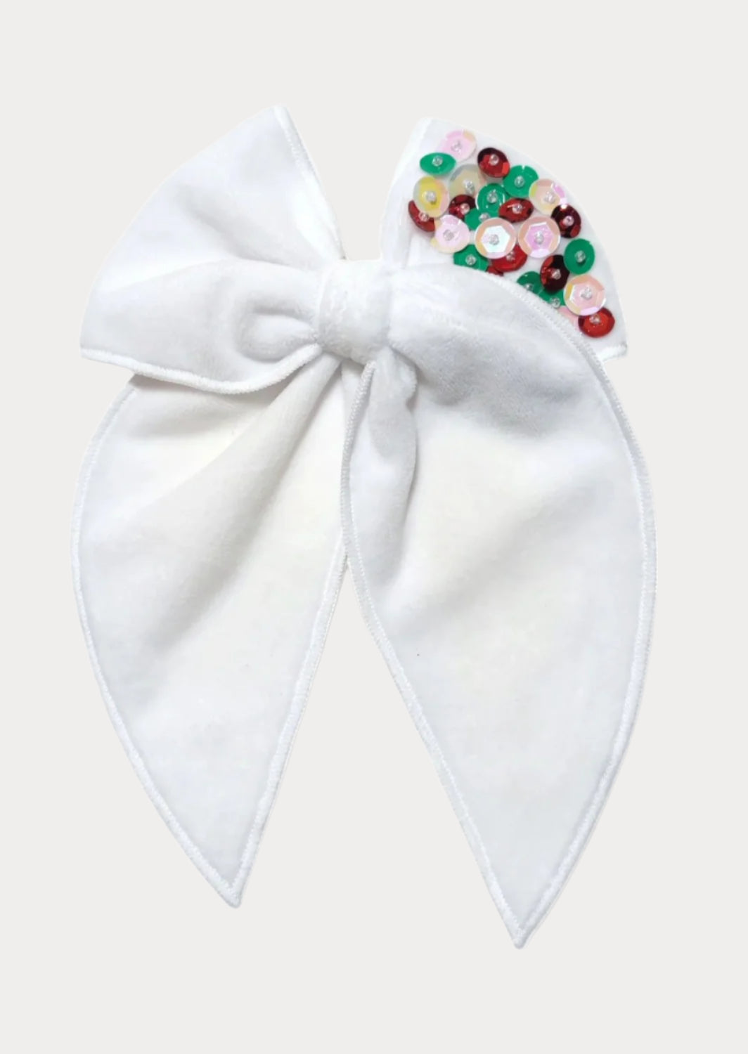Kids Girls Toddlers Large Christmas White Velvet Hair Bow with Sequins