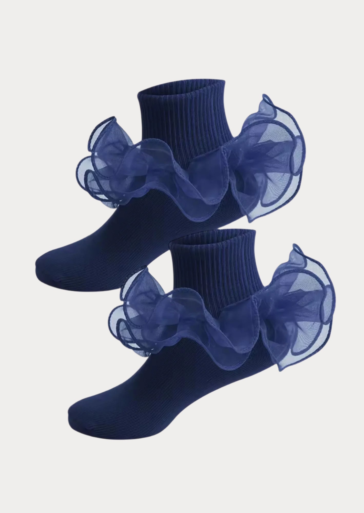 Toddler Girls Sheer Ruffle Ankle Socks Navy