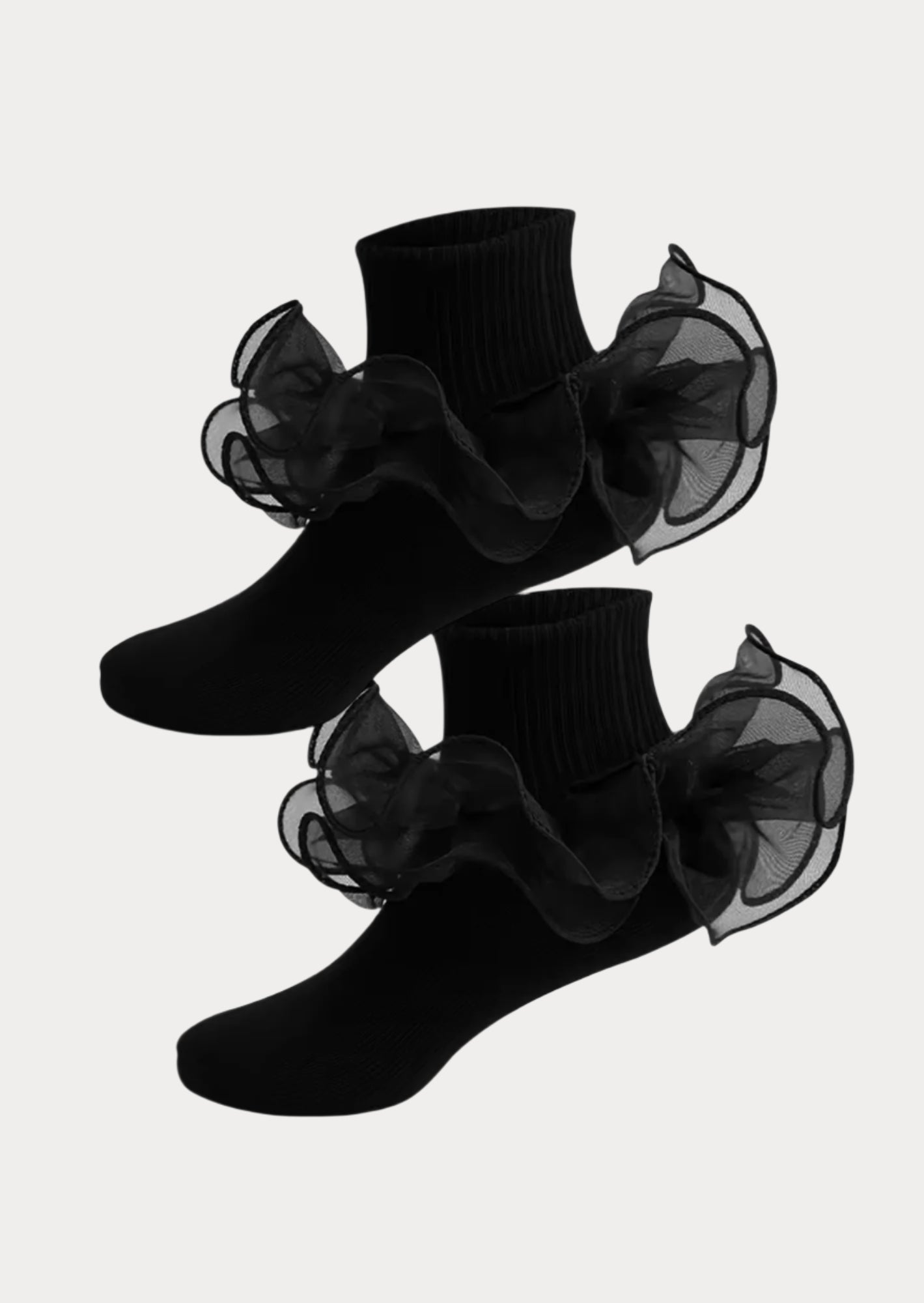 Toddler Girls Sheer Ruffle Ankle Socks Black