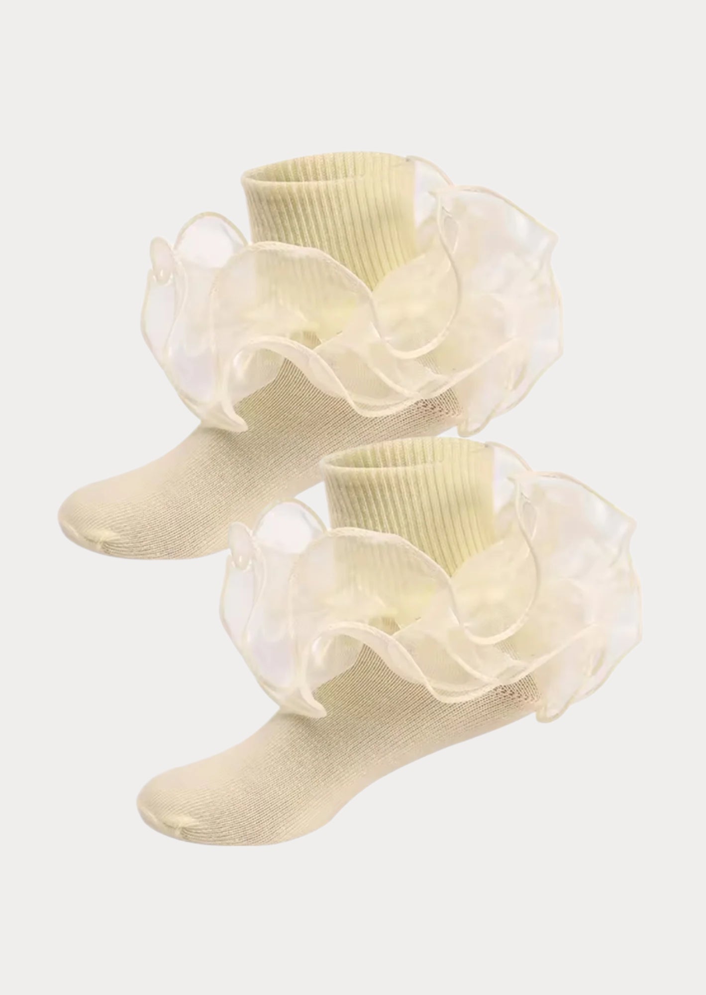 Toddler Girls Sheer Ruffle Ankle Socks Yellow