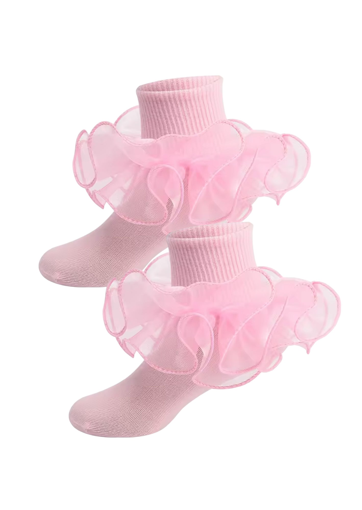 Toddler Girls Sheer Ruffle Ankle Socks Pink