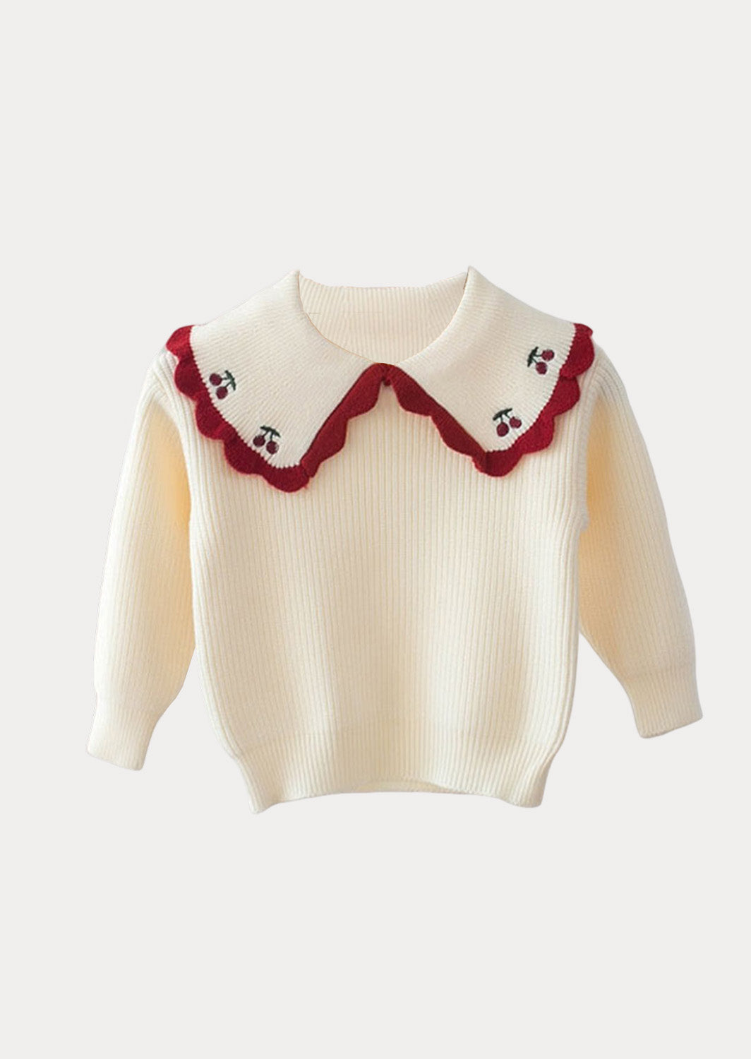 Cherry Collar Pullover | Cream