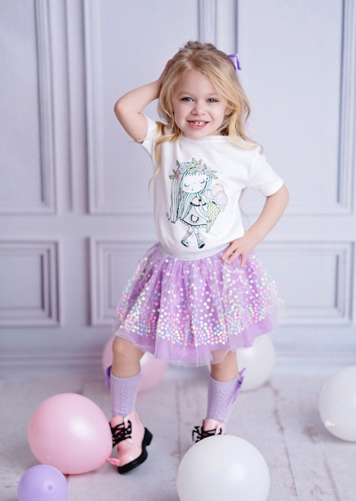 baby girl Lavender Flower Sprinkles Tutu Skirt
