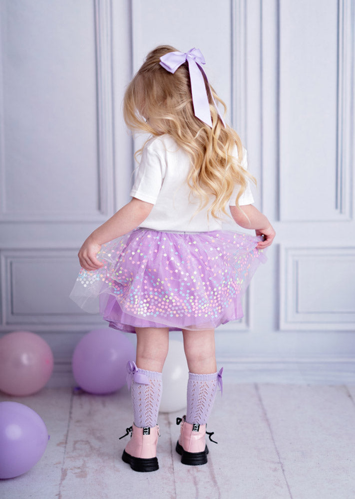 children Lavender Flower Sprinkles Tutu Skirt