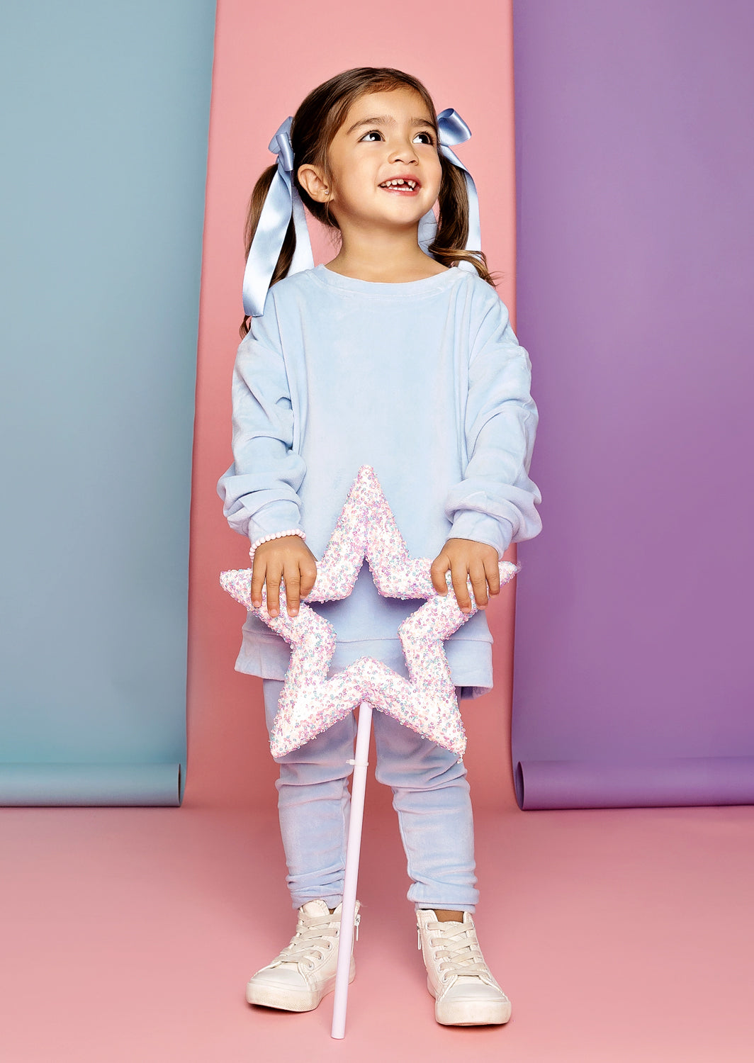 Girls Long Sleeve Velour clothing set in blue