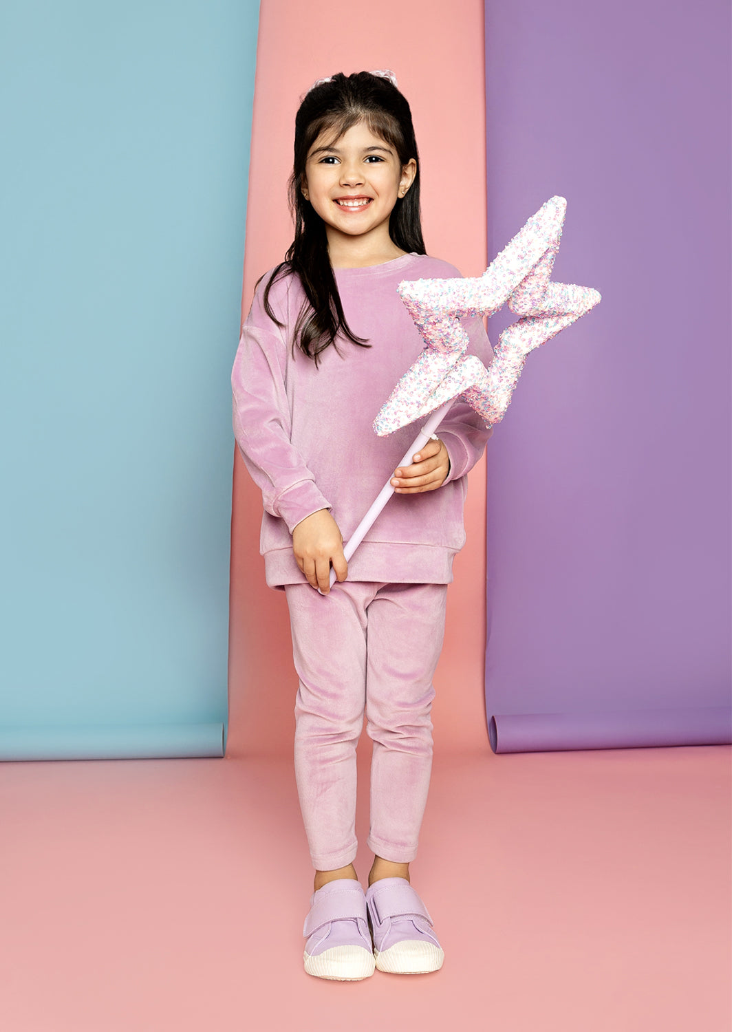 Girls Velour Jogger Pants In Lavender