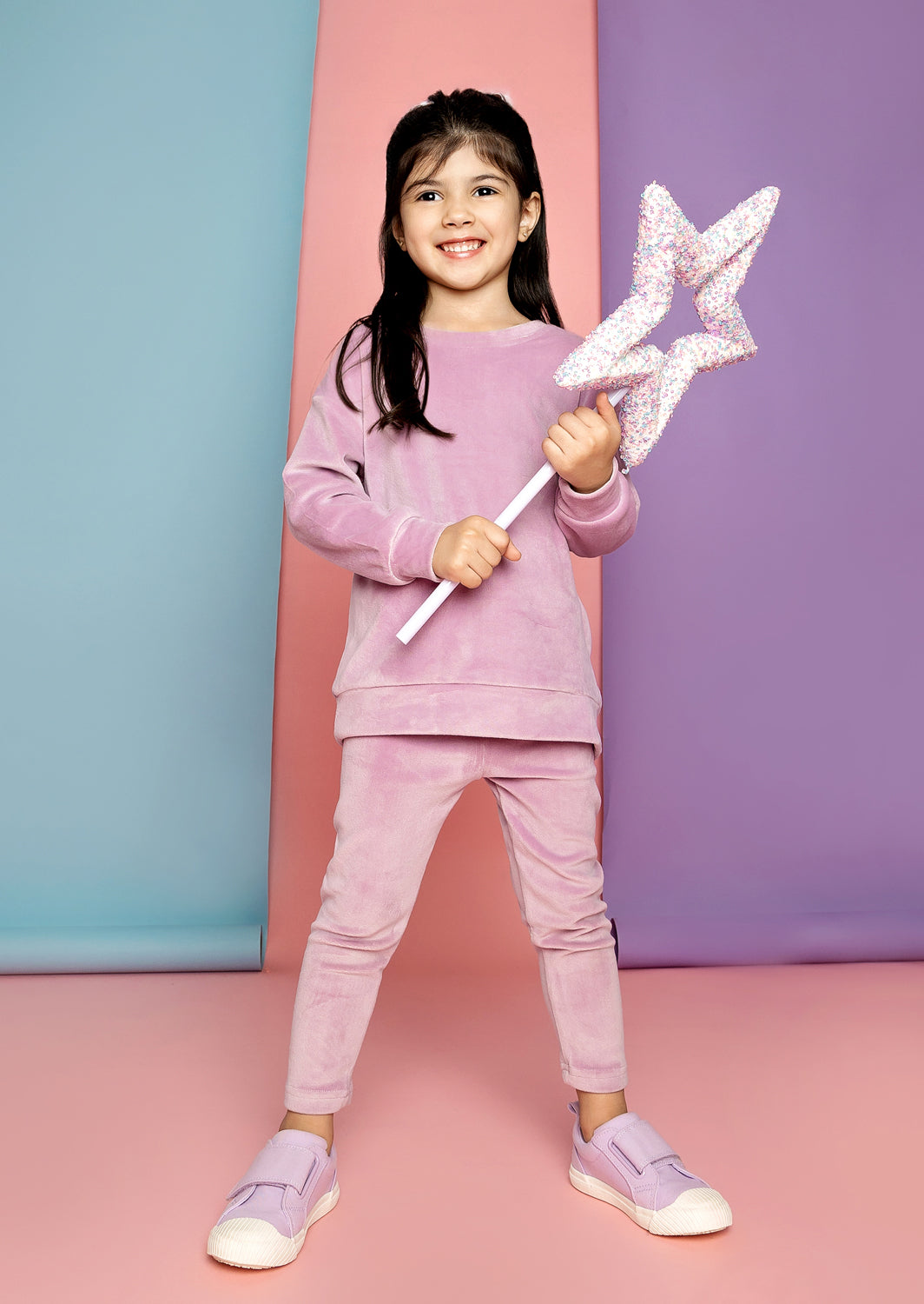 Girls Velour Jogger Pants In Lavender