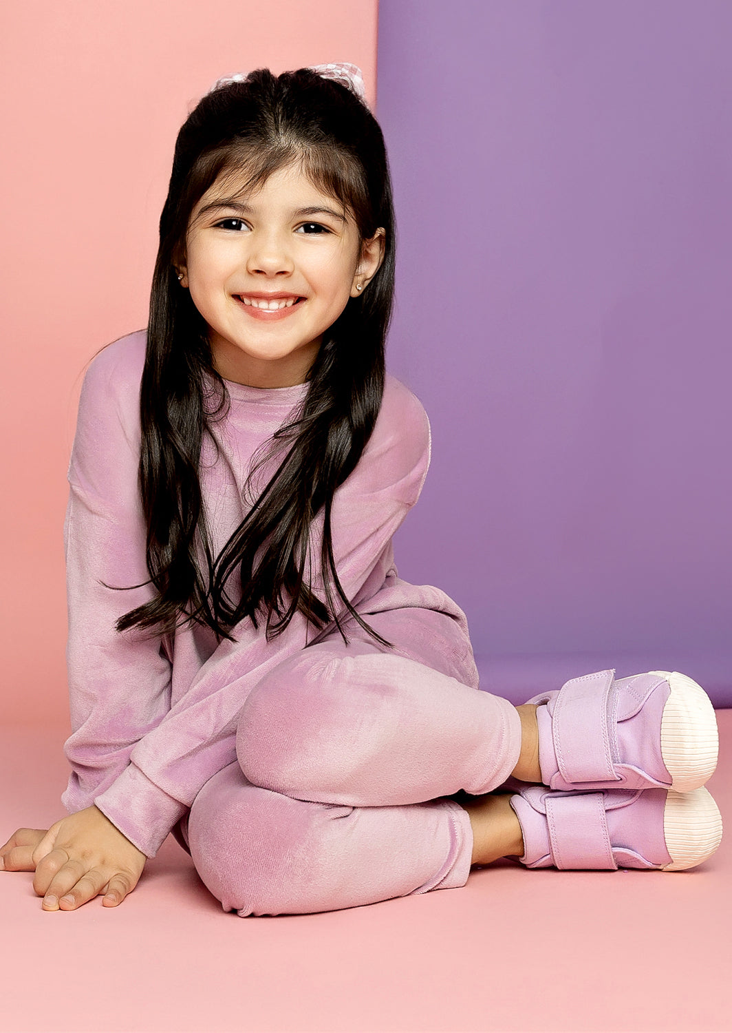 Girls Velour Jogger Pants In Lavender