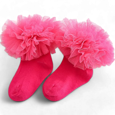 Toddler & Girls Tutu Ankle Socks fuchsia