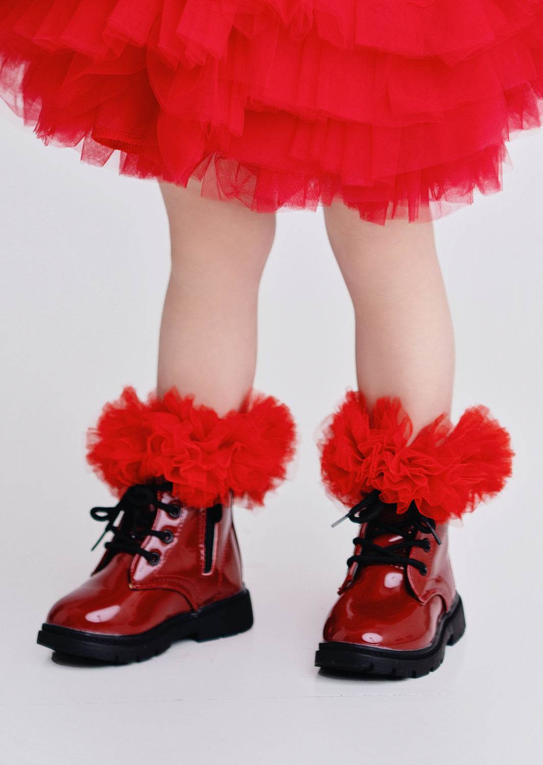 Toddler & Girls Tutu Ankle Socks Red